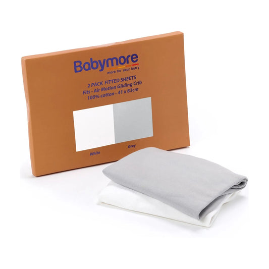 Babymore Air Motion Crib Fitted Sheets - White & Grey BabyJoy