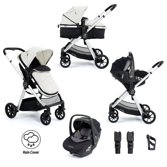 Babymore Mimi Travel System with Pecan i-Size Car Seat – Silver BabyJoy