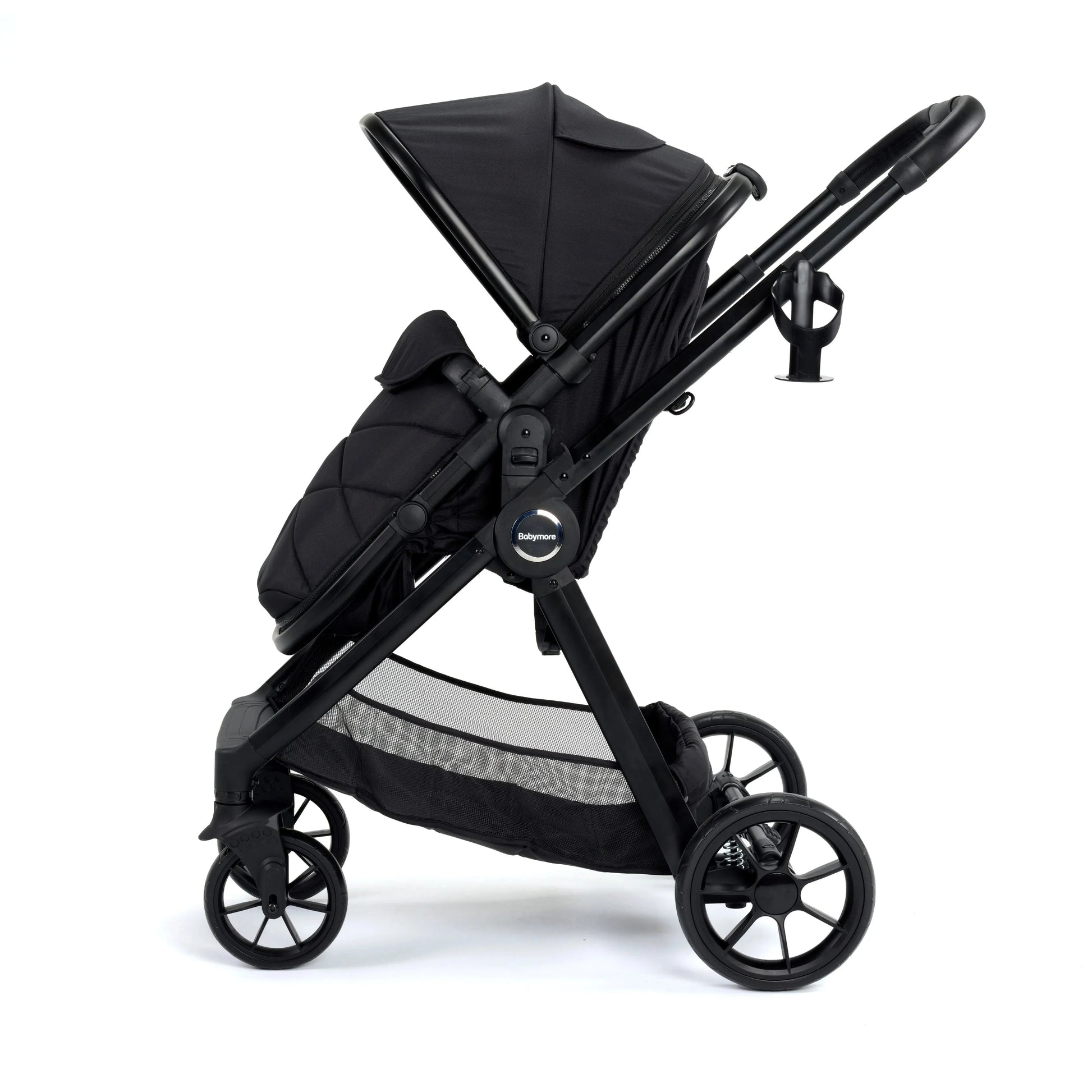 Babymore Mimi Travel System with Pecan i-Size Car Seat and ISOFIX Base – Black BabyJoy