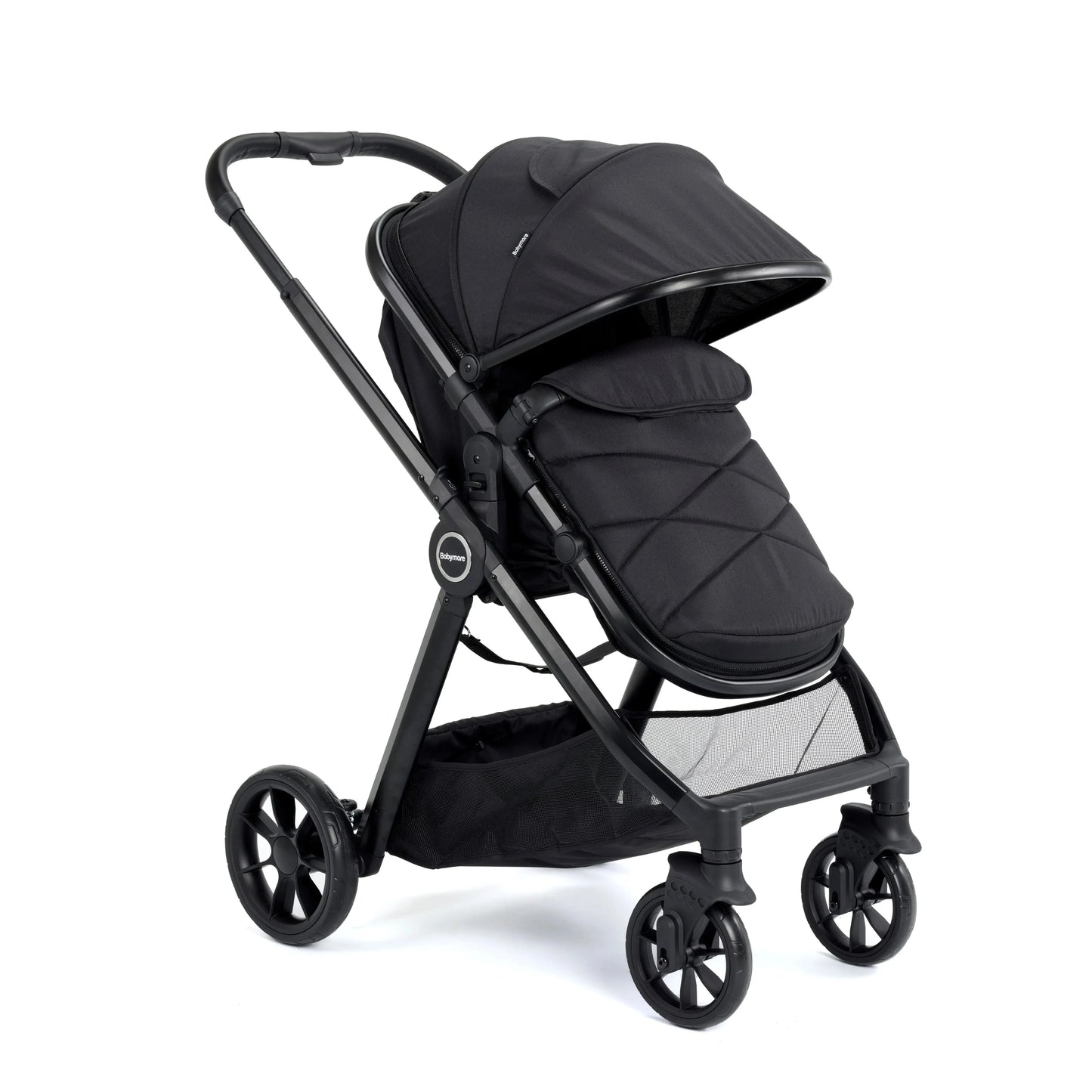 Babymore Mimi Travel System with Pecan i-Size Car Seat and ISOFIX Base – Black BabyJoy