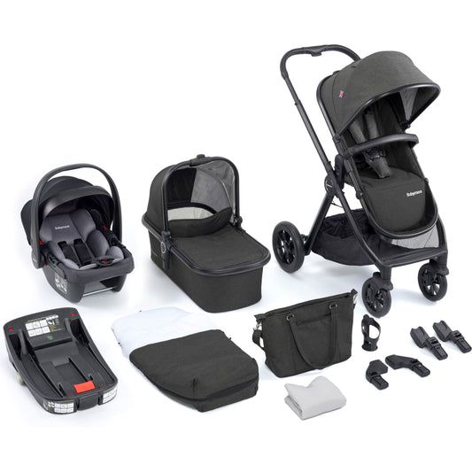 Babymore Memore V2 Travel System 13 Piece with Coco i-Size Car Seat and Isofix Base - Black