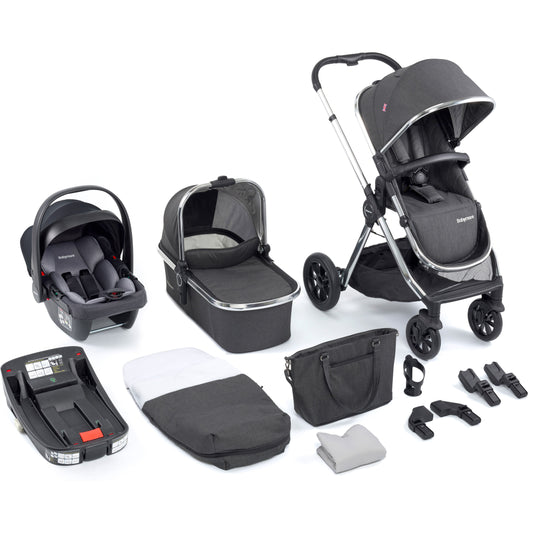Babymore Memore V2 Travel System 13 with Coco i-Size Car Seat and Isofix Base - Chrome