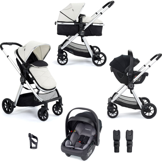 Babymore Mimi Travel System with Coco i-Size Car Seat amd ISOFIX Base – Silver